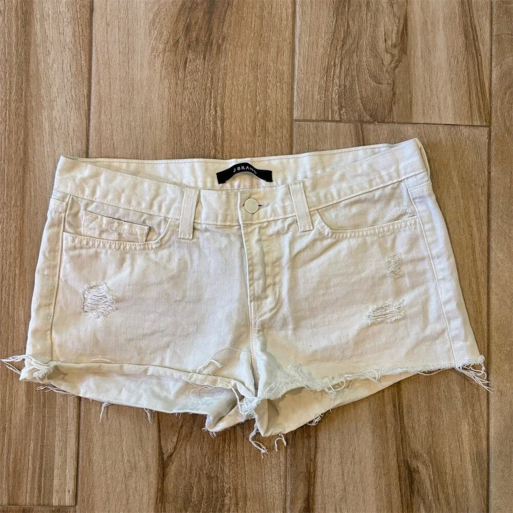 J. Brand Shorts Womens Size 28 White Cut-Off Distressed Raw Hem Casual